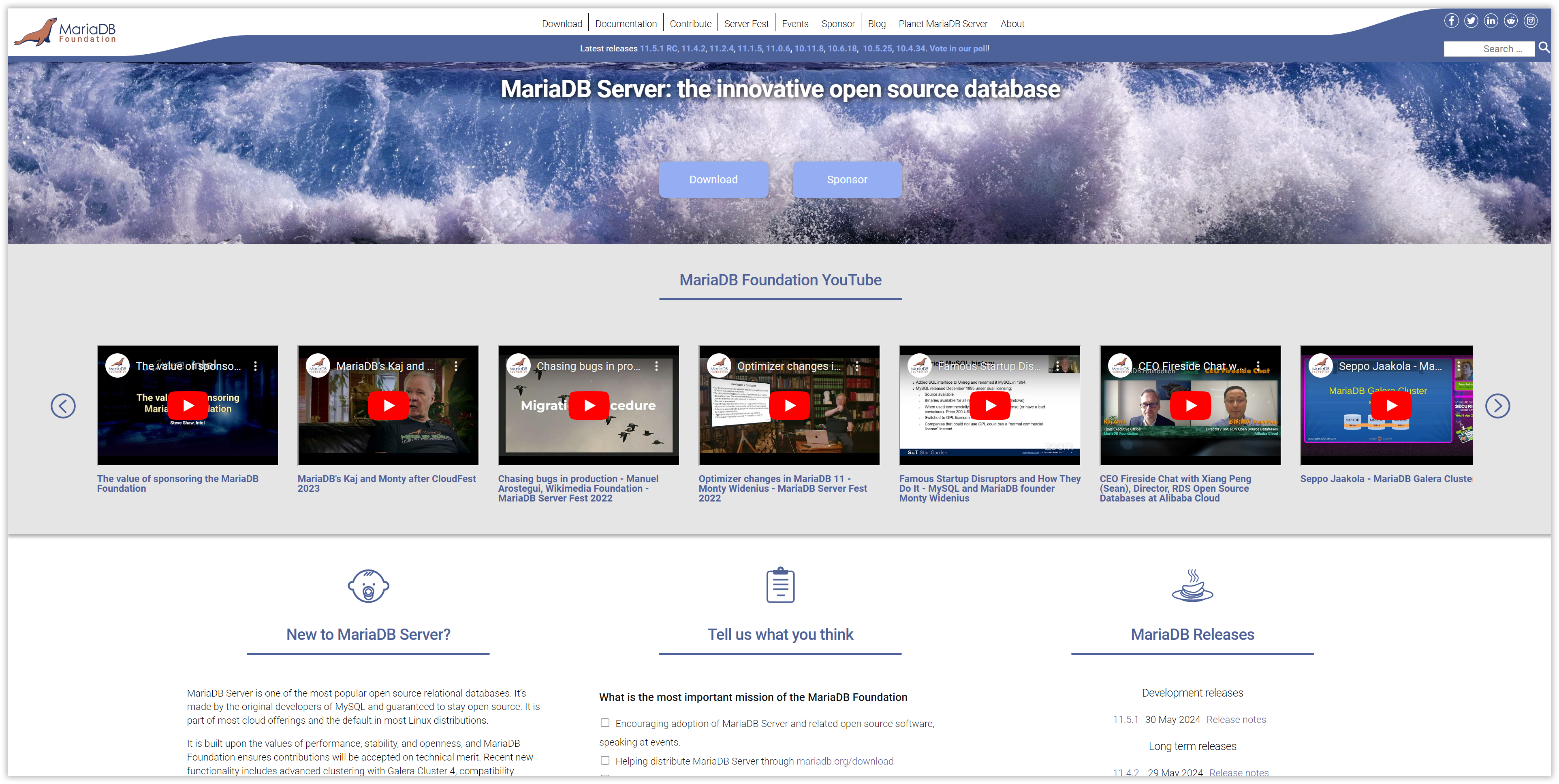 Die MariaDB-Homepage