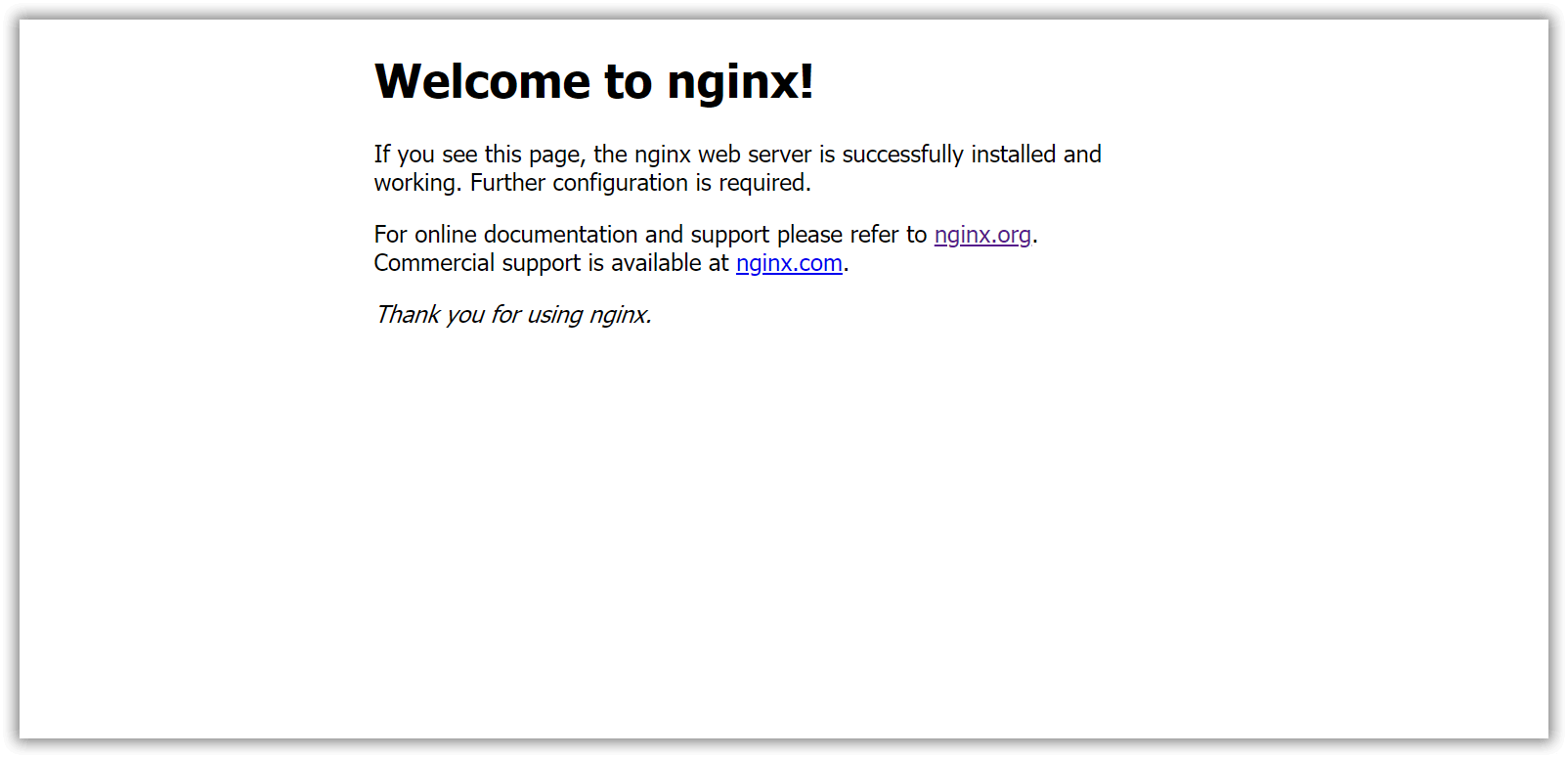 nginx Standard-Webseite