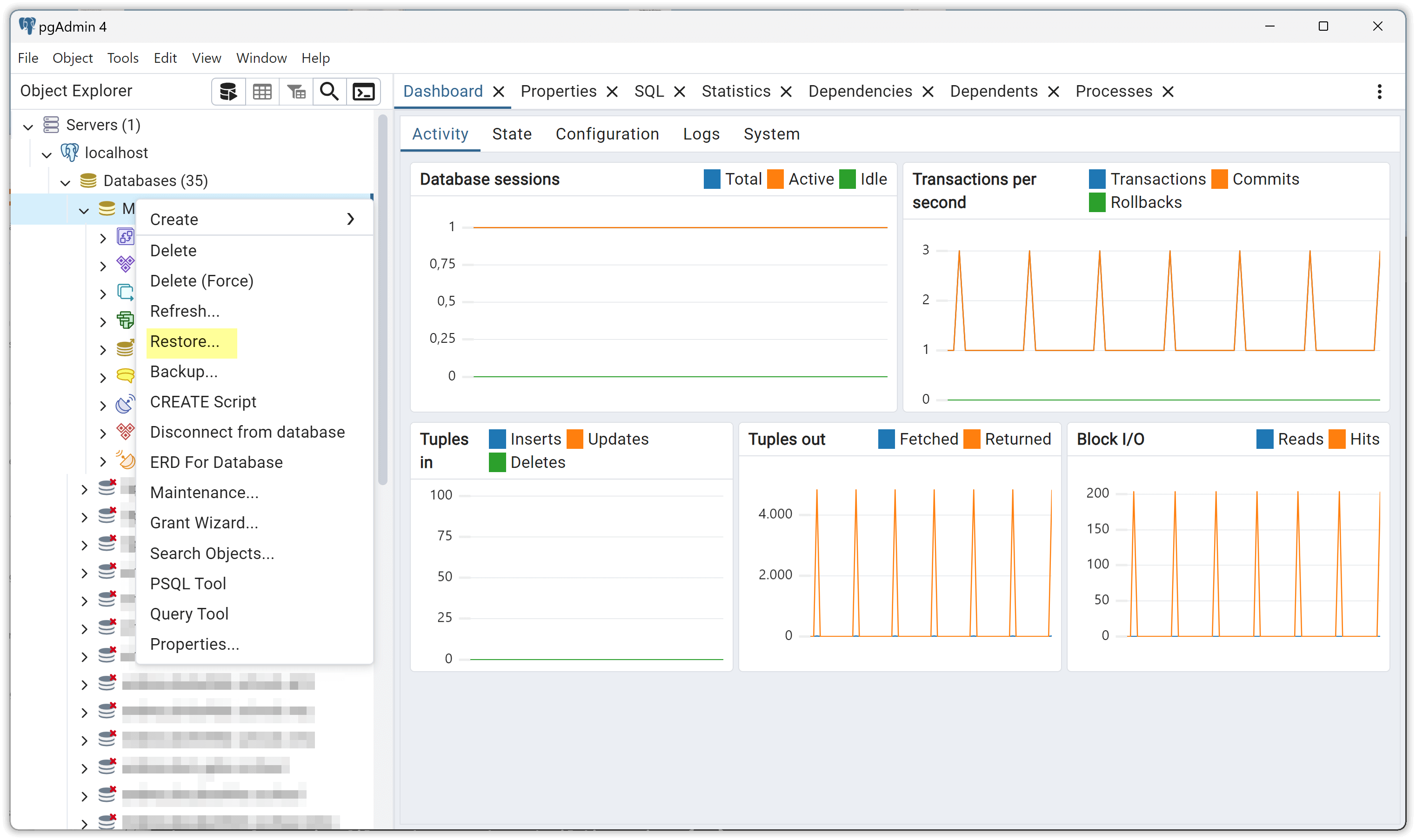 Datebank wiederherstellen