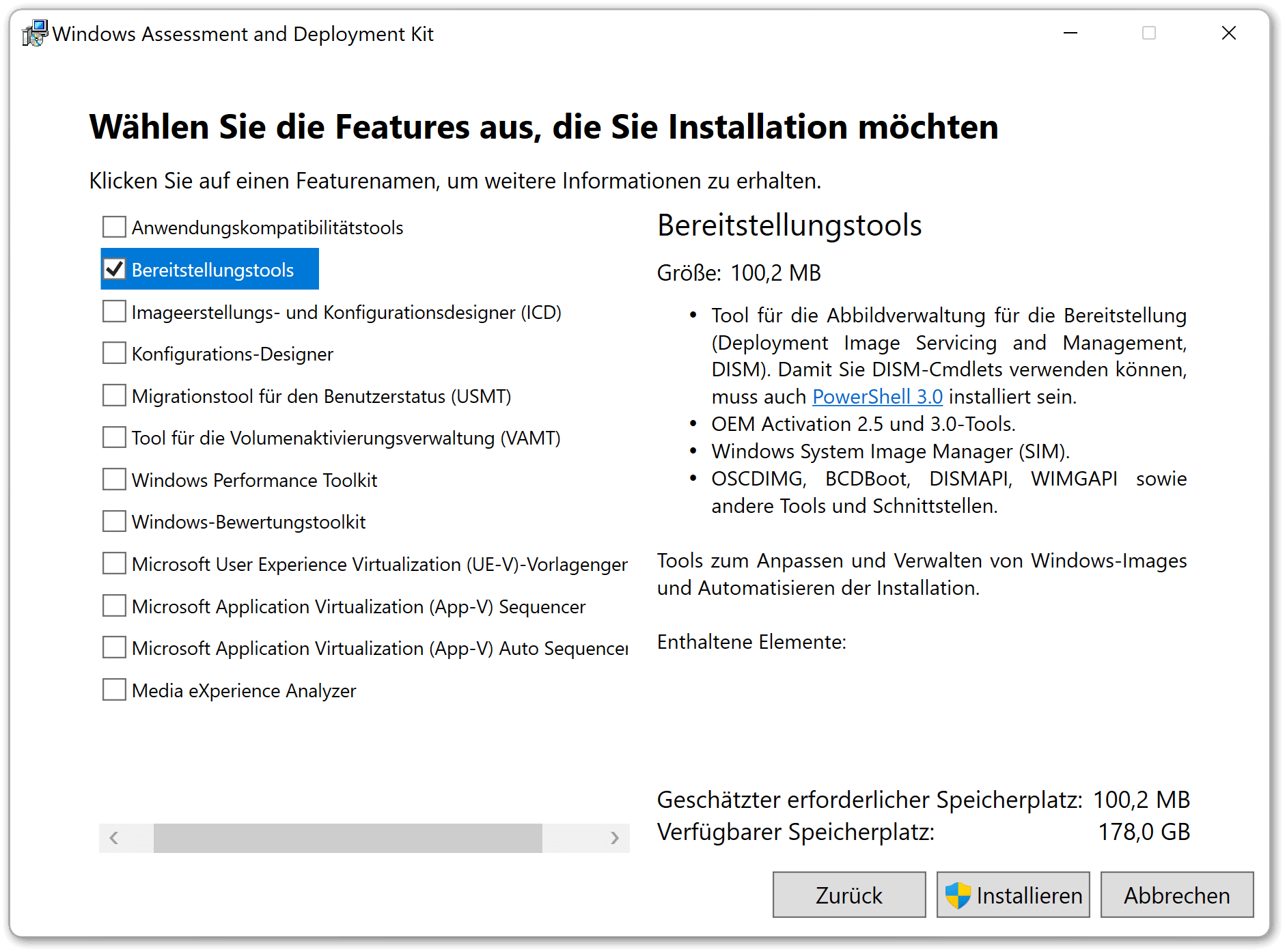 Windows ADK installieren