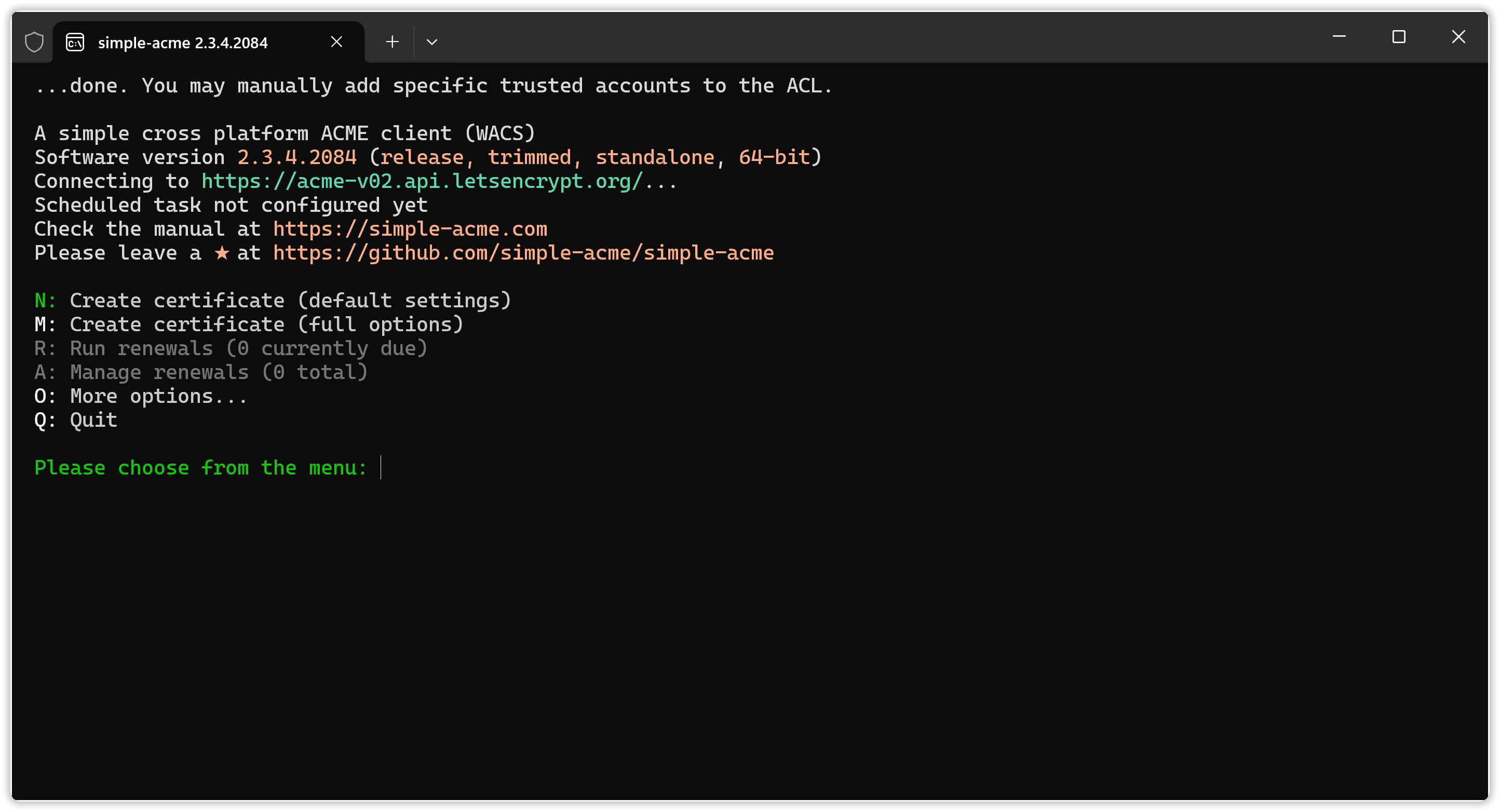 simple-acme Startmenü