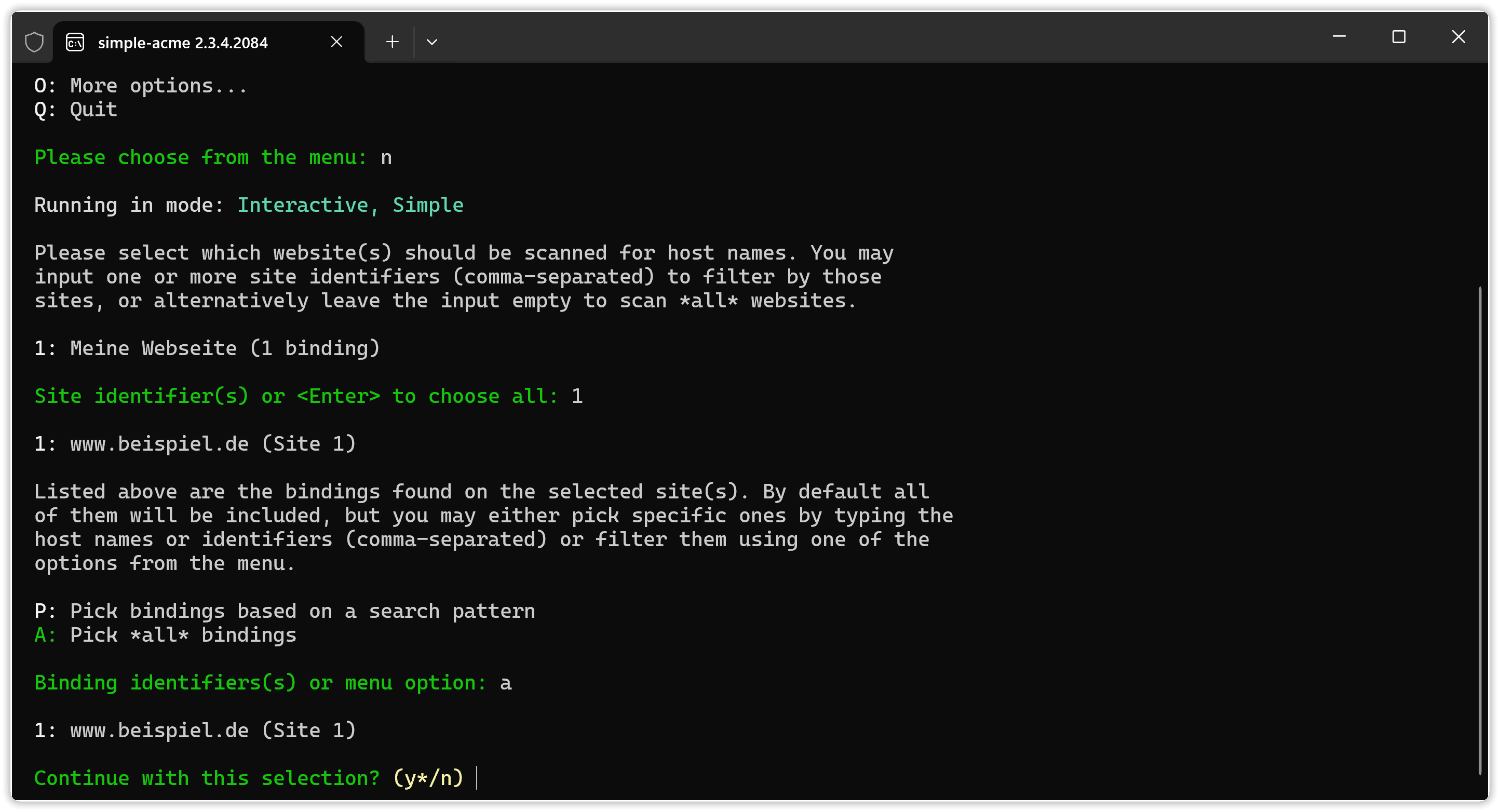 simple-acme - Bindung