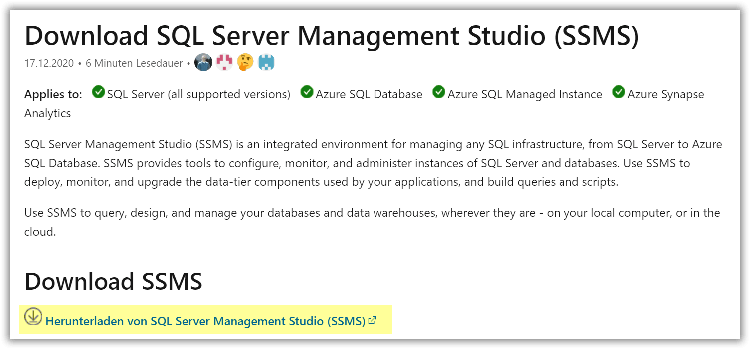 SQL Server Management Studio herunterladen