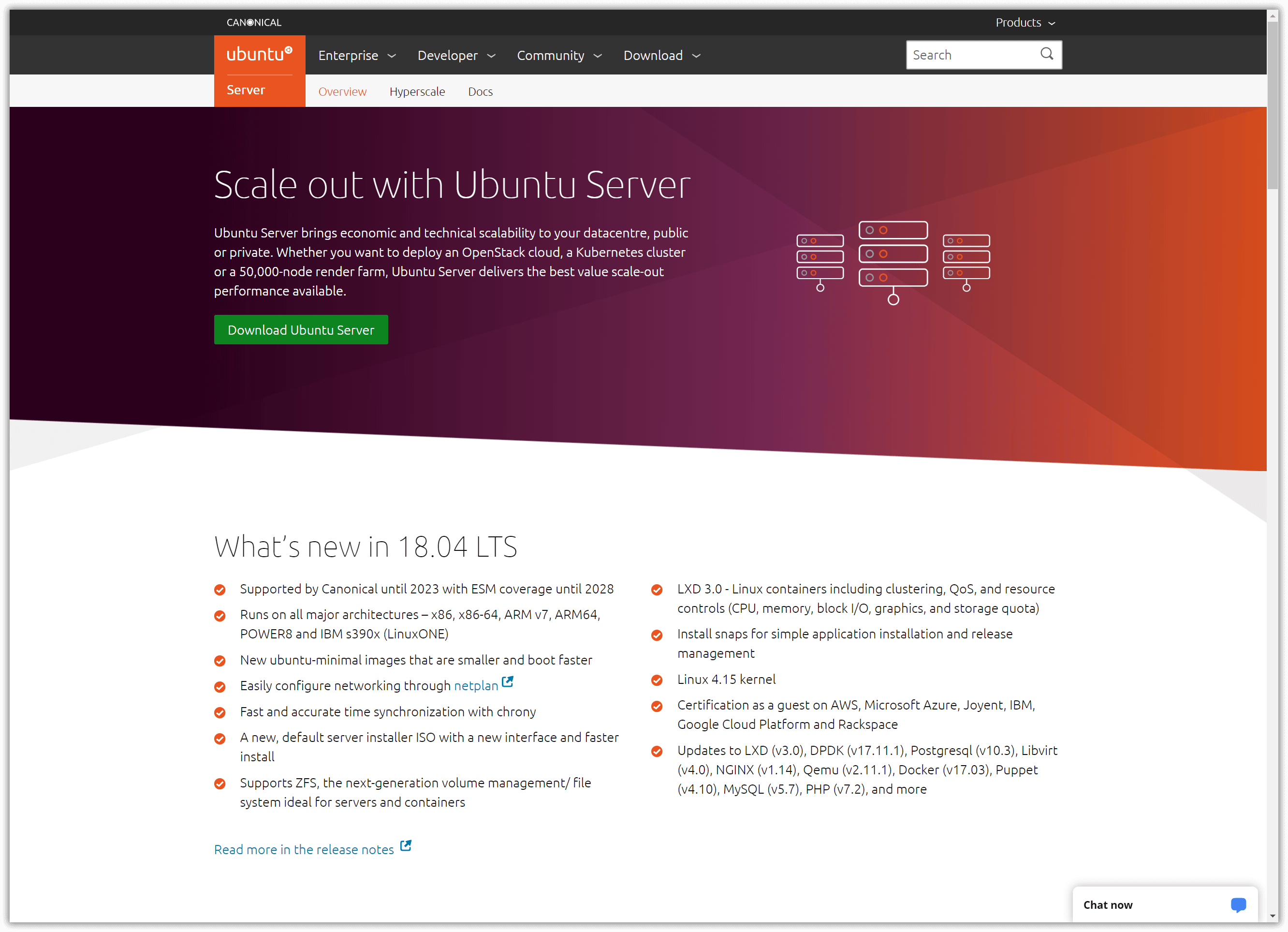 Die Ubuntu Server-Homepage