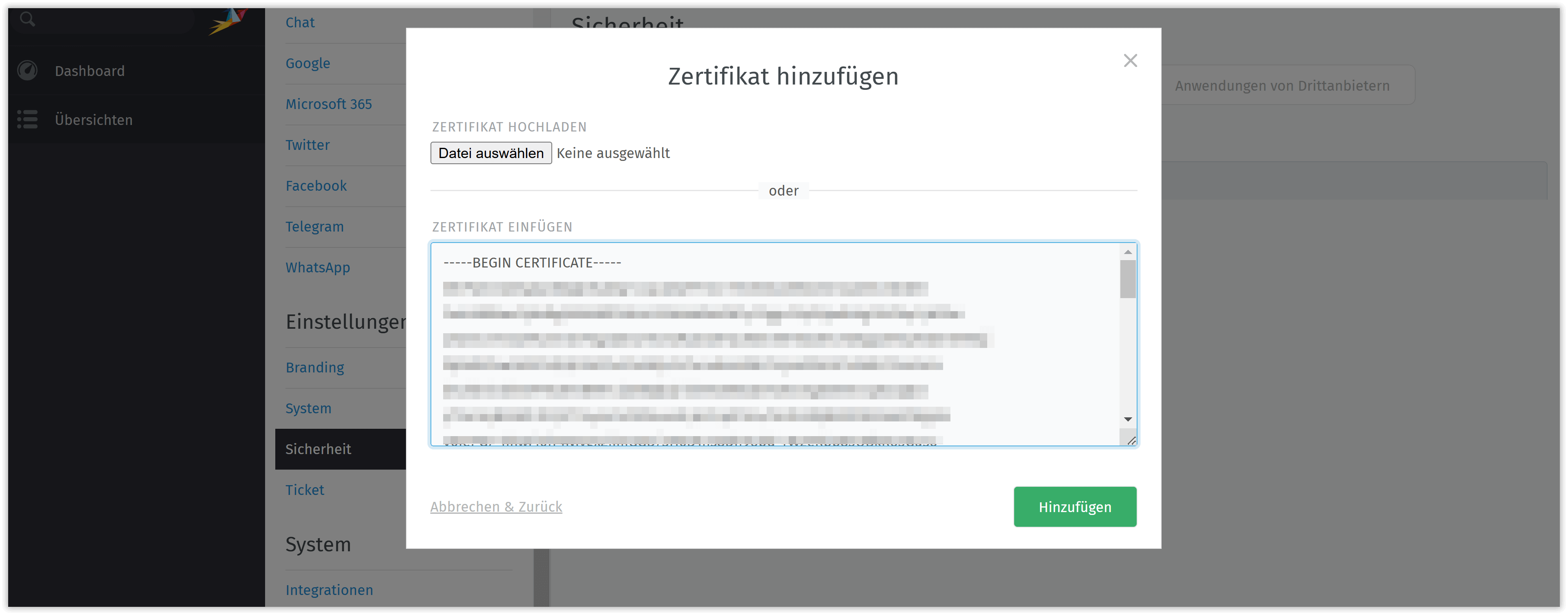 Elasticsearch-Zertifikat hinzufügen